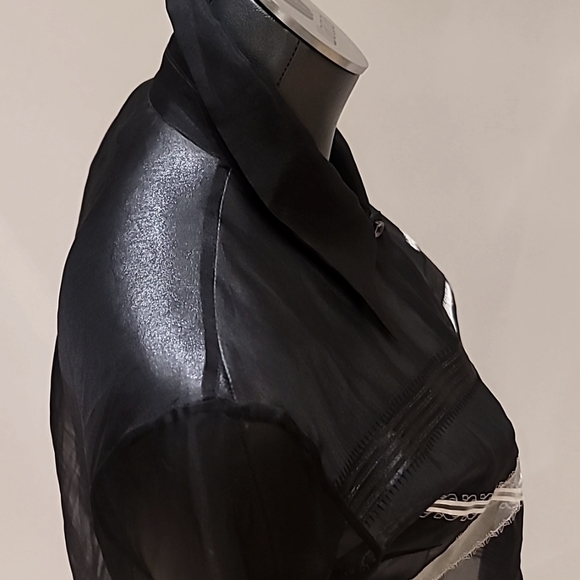 Gianfranco Ferre studio organza blouse with ribbon accents size 6 made in Italy - Picture 6 of 9